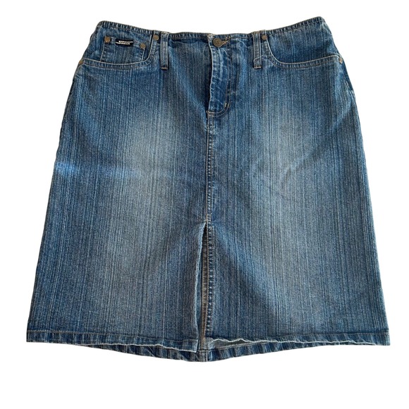 Y2K Squeeze Denim Pencil Skirt Low Rise Jean Skirt - Picture 2 of 7